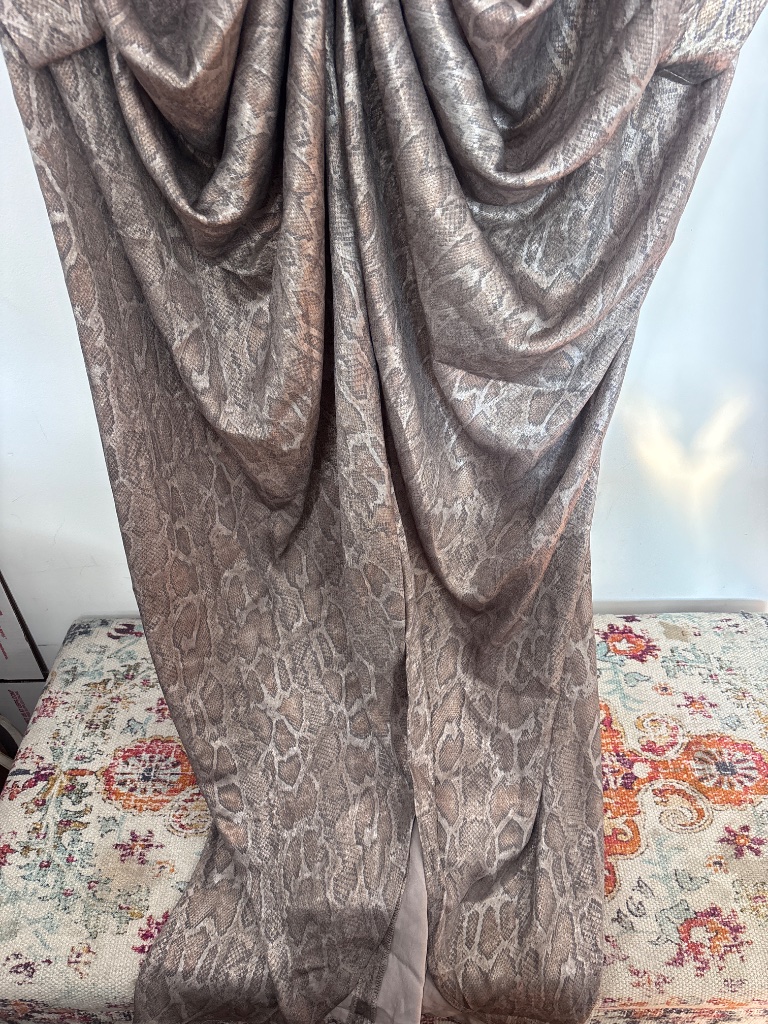& Other Stories Taupe Snake-Print Draped Mini Dress — image 2 of 6